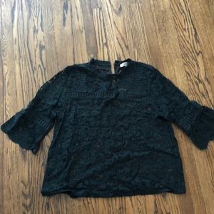 LOFT -  XL - Dark Green Lace Blouse